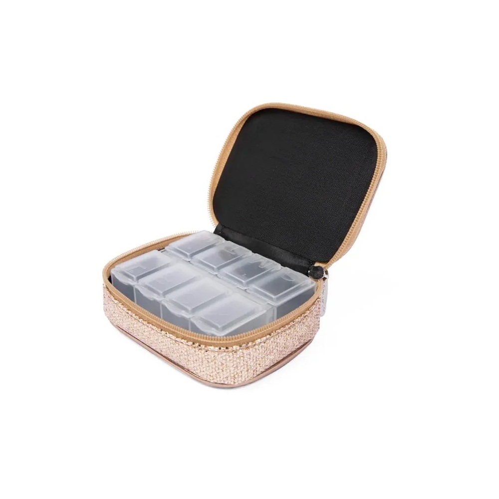 MIAMICA Gold Glitter Embroidered Travel Pill Case - Picture 4 of 4